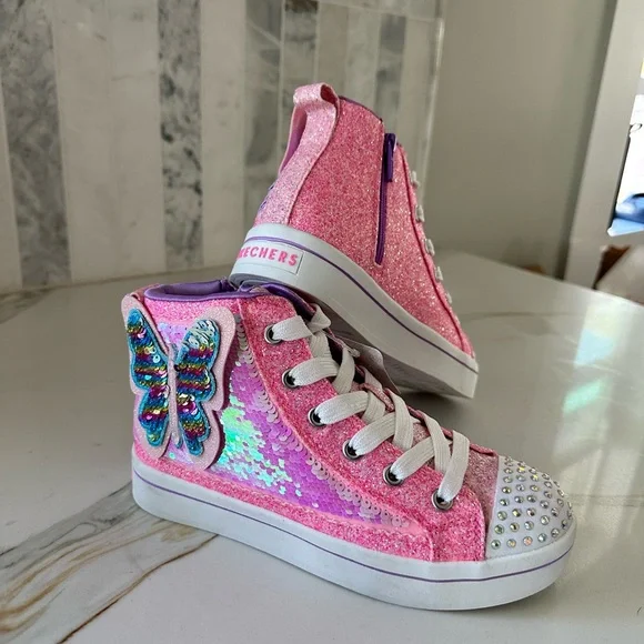 NWT- Glitter Sketchers Flip Kicks- Girls size 1.5 never worn - Picture 1 of 3